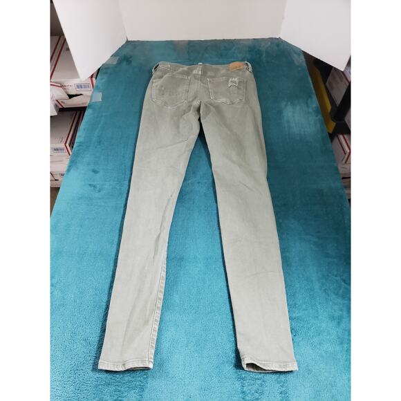 American Eagle Jeans Size 4 Long Womens Green Stretch Pants High Rise Jegging - Picture 10 of 13
